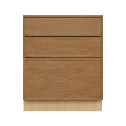 Natural Box Oak Slim - 36"W Drawer Base Cabinet 3-Drawers