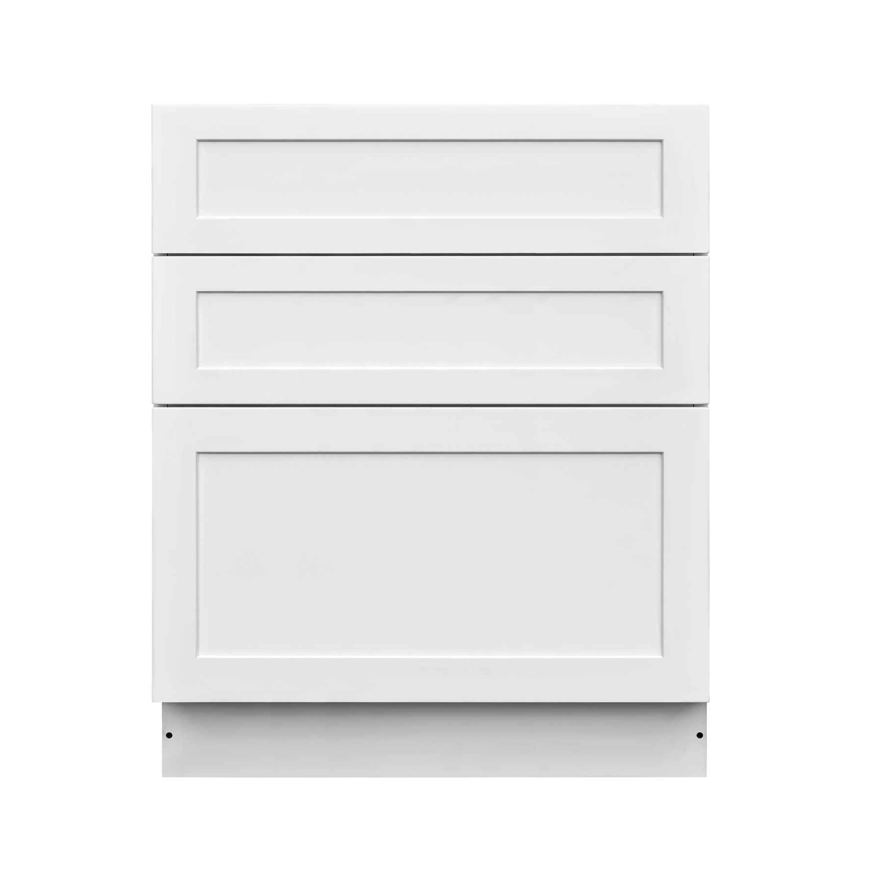 White Shaker - 36"W Drawer Base Cabinet 3-Drawers