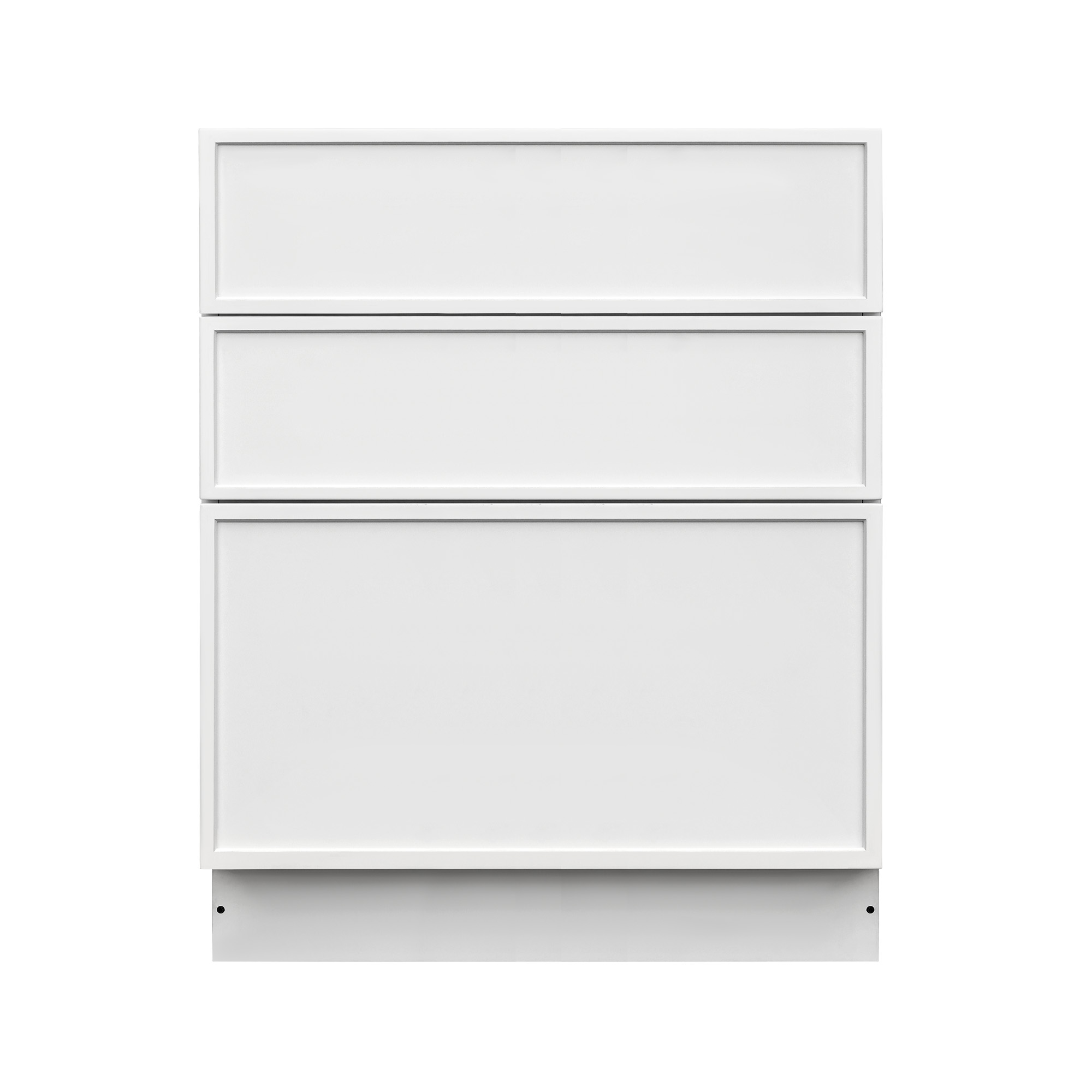 Slim White Shaker - 36"W Drawer Base Cabinet 3-Drawers