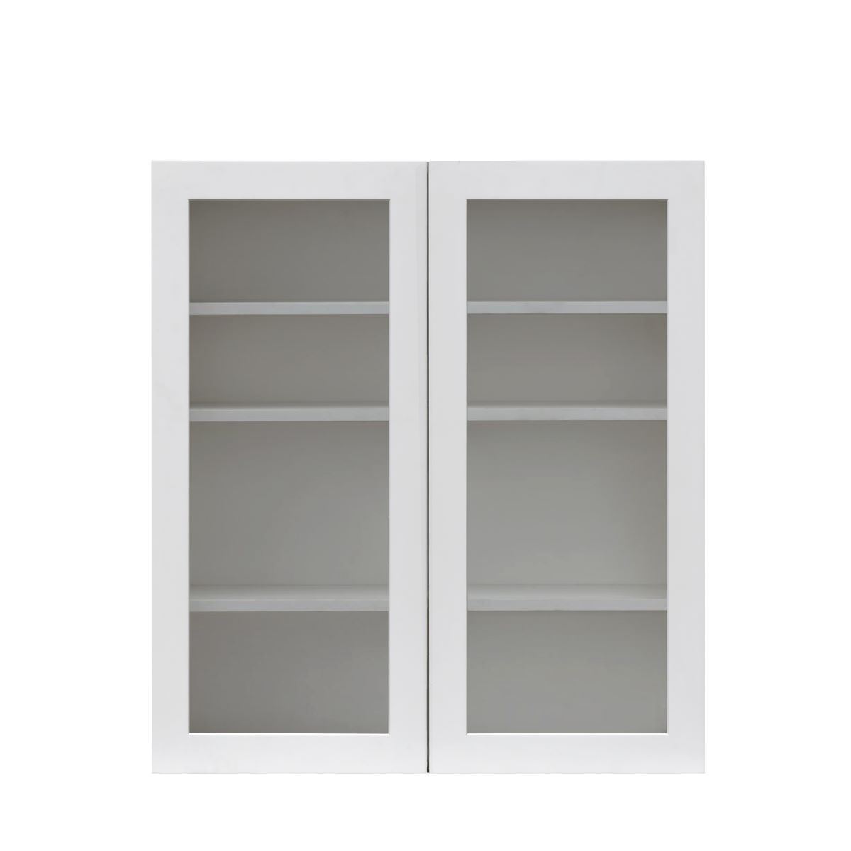 White Shaker Glass Door Cabinet 2-Doors 3-Adjustable Shelves
