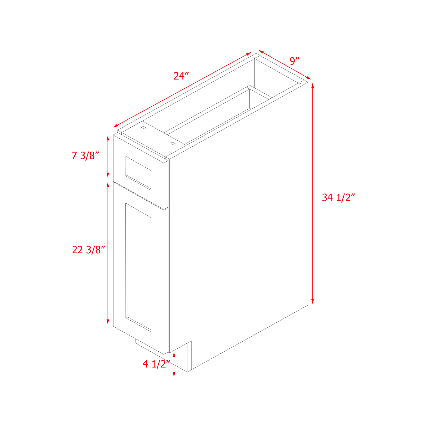 Mallorca White Shaker - 9"W Standard Base Cabinet