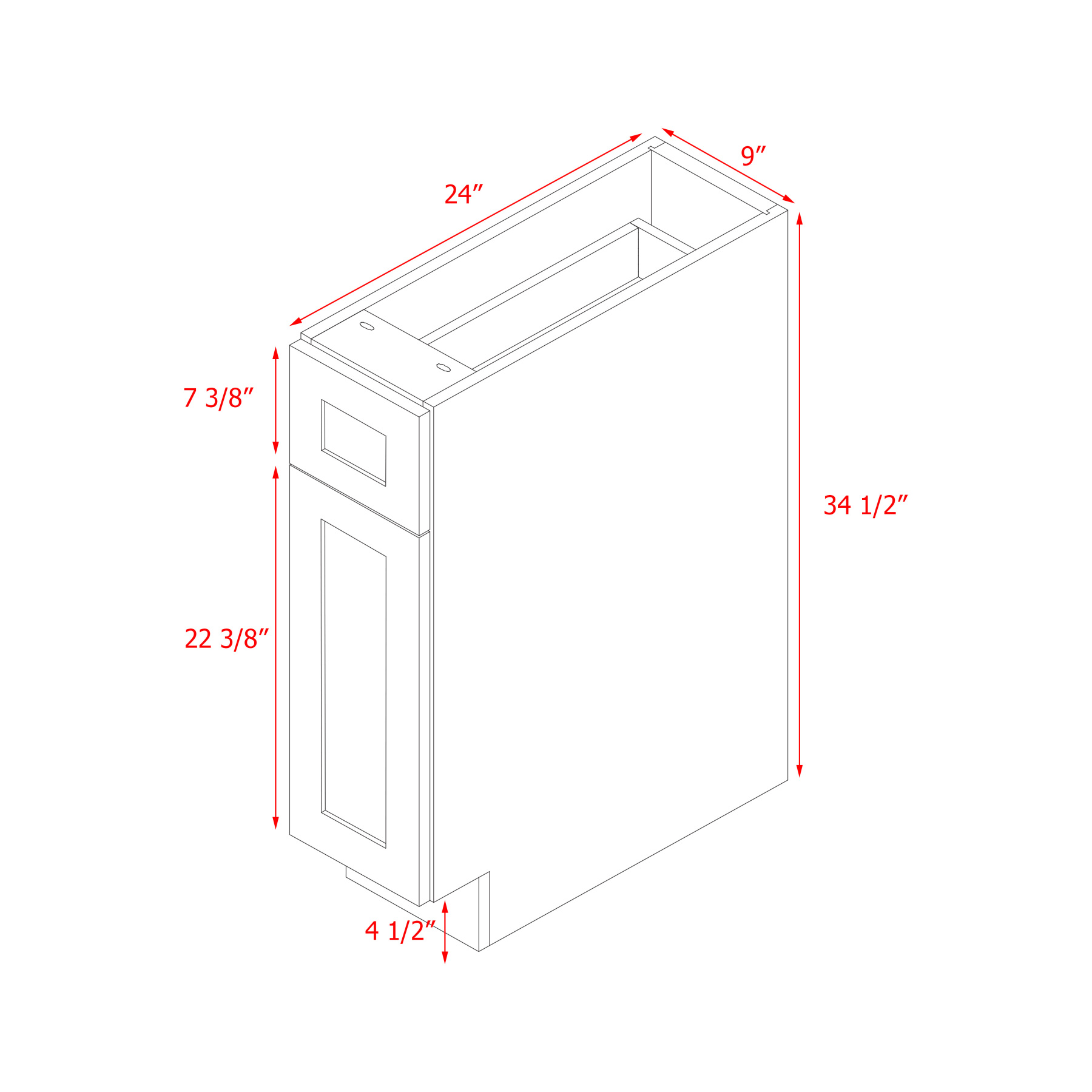 Mallorca White Shaker - 9"W Standard Base Cabinet