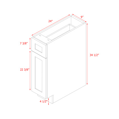 Mallorca White Shaker - 9"W Standard Base Cabinet
