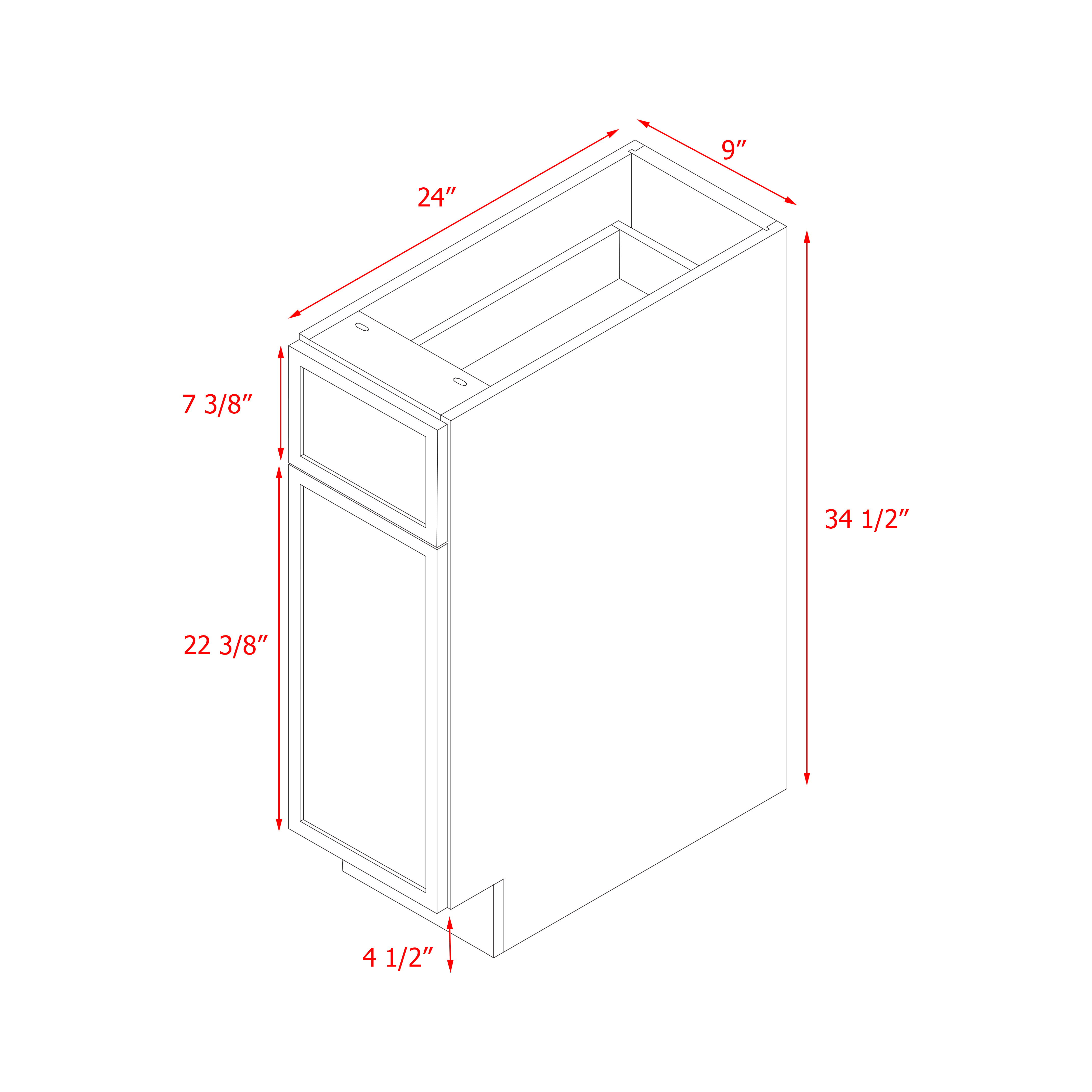 Shady Slim Gray Shaker - 9"W Base Cabinet