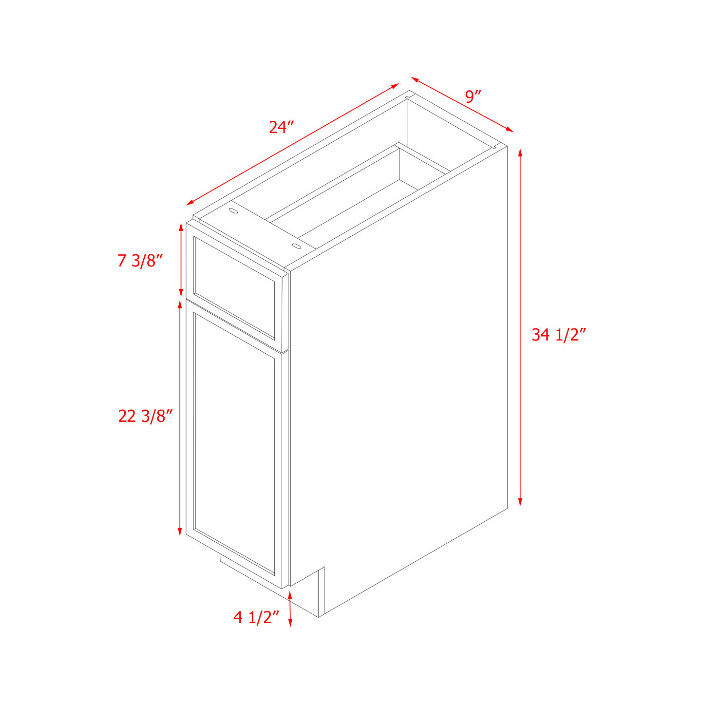 Shady Slim Gray Shaker - 9"W Base Cabinet