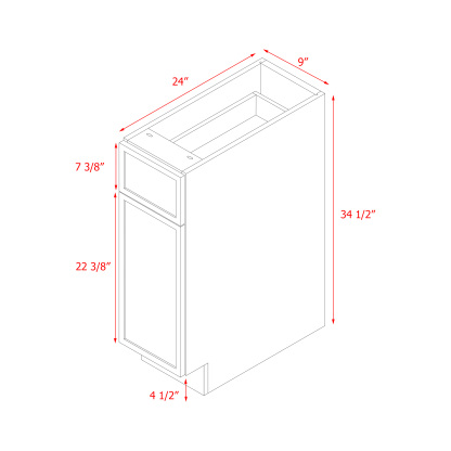 Shady Slim Gray Shaker - 9"W Base Cabinet