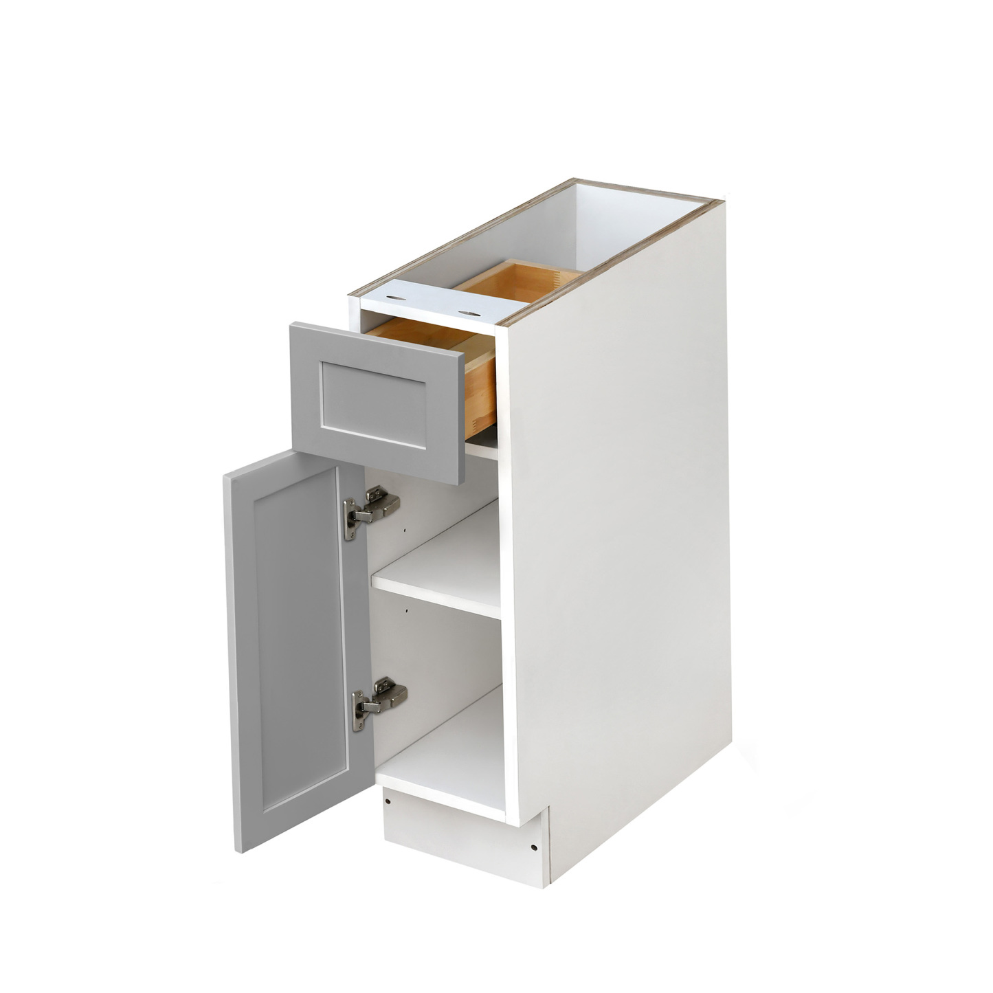 White Box Gray Slim - 9"W Standard Base Cabinet 1-Door 1-Drawer 1-Adjustable Shelf