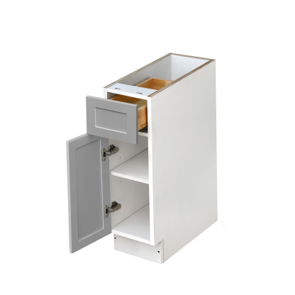 White Box Gray Slim - 9"W Standard Base Cabinet 1-Door 1-Drawer 1-Adjustable Shelf