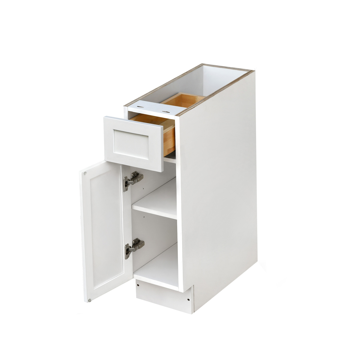 White Shaker - 9"W Standard Base Cabinet 1-Door 1-Drawer 1-Adjustable Shelf