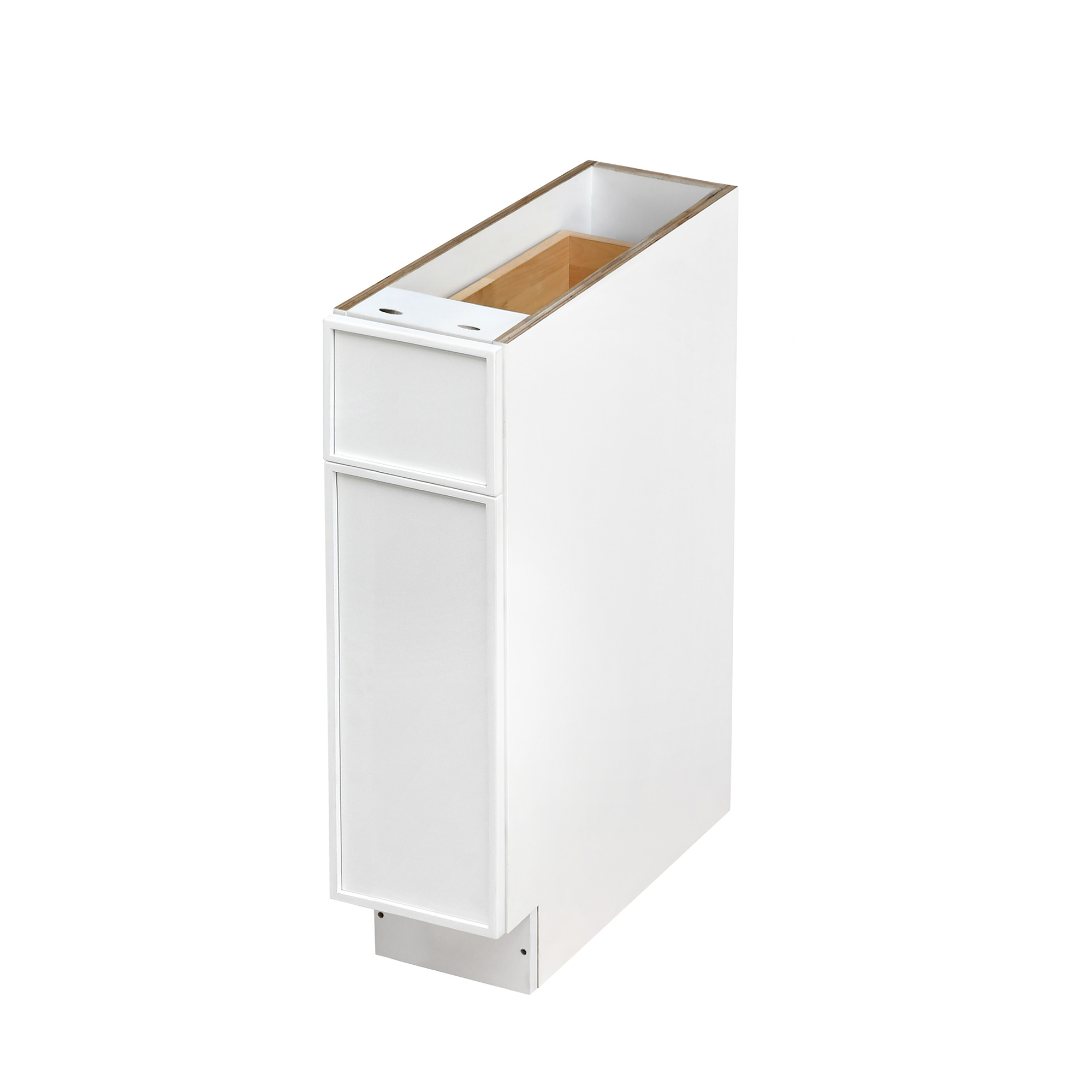 Slim White Shaker - 9"W Standard Base Cabinet 1-Door 1-Drawer 1-Adjustable Shelf