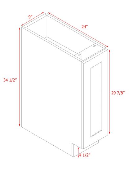 White Box Gray Shaker - 9"W Standard Base Cabinet 1-Door 1-Adjustable shelf