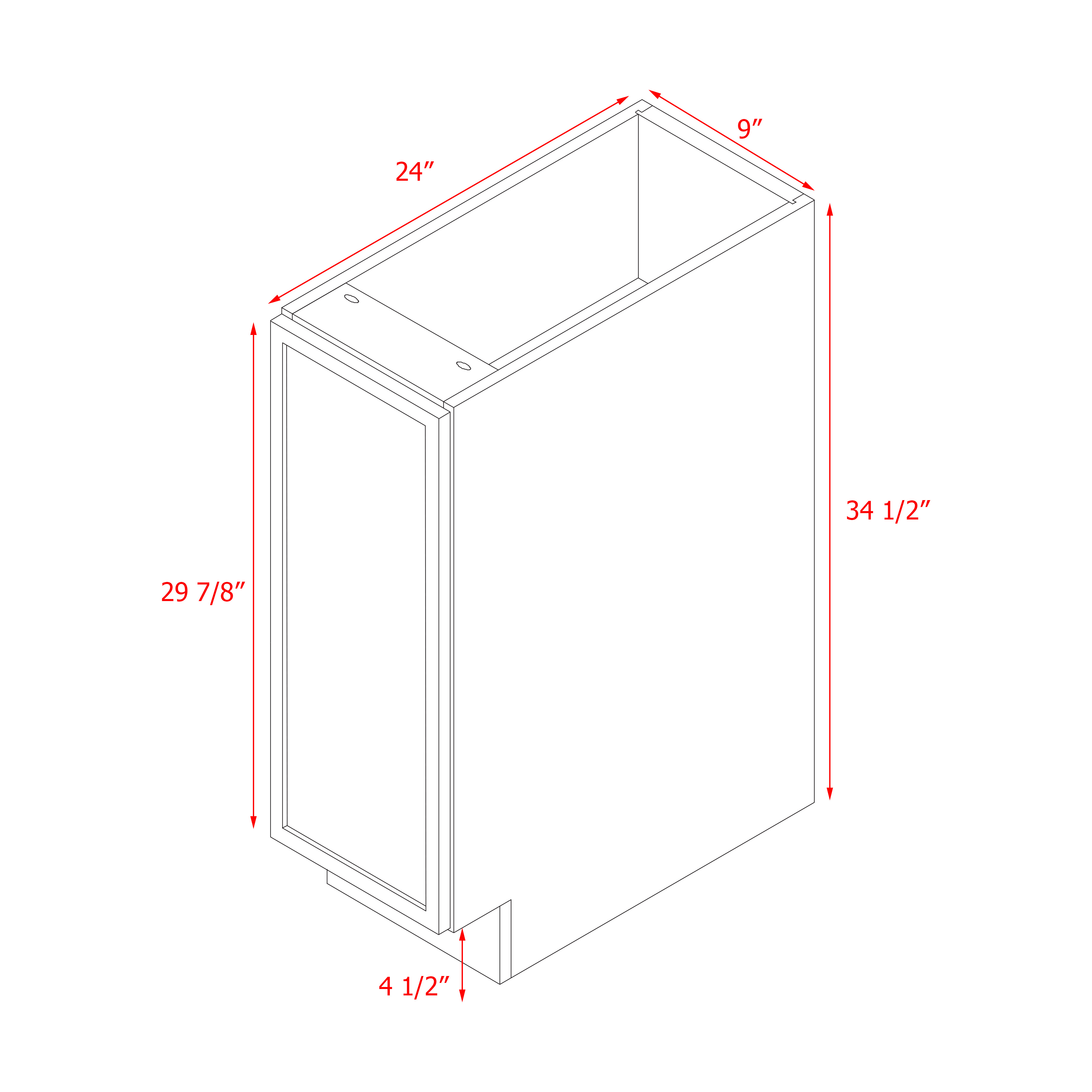 Shady Slim Gray Shaker - 9"W Base Cabinet