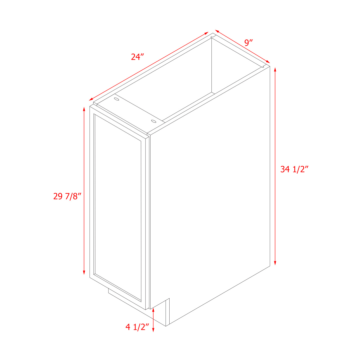 Shady Slim Gray Shaker - 9"W Base Cabinet