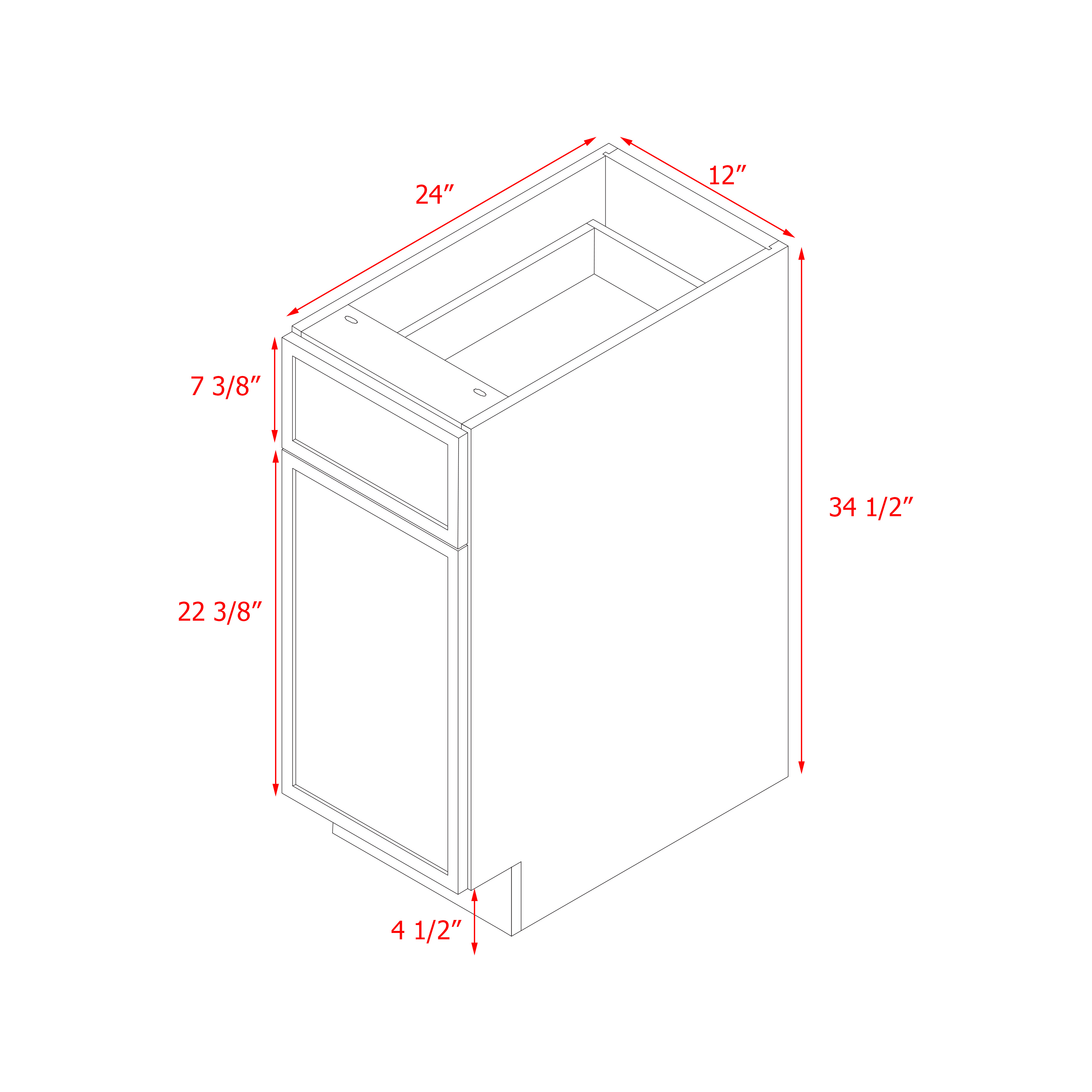 Shady Slim Gray Shaker - 12"W Base Cabinet