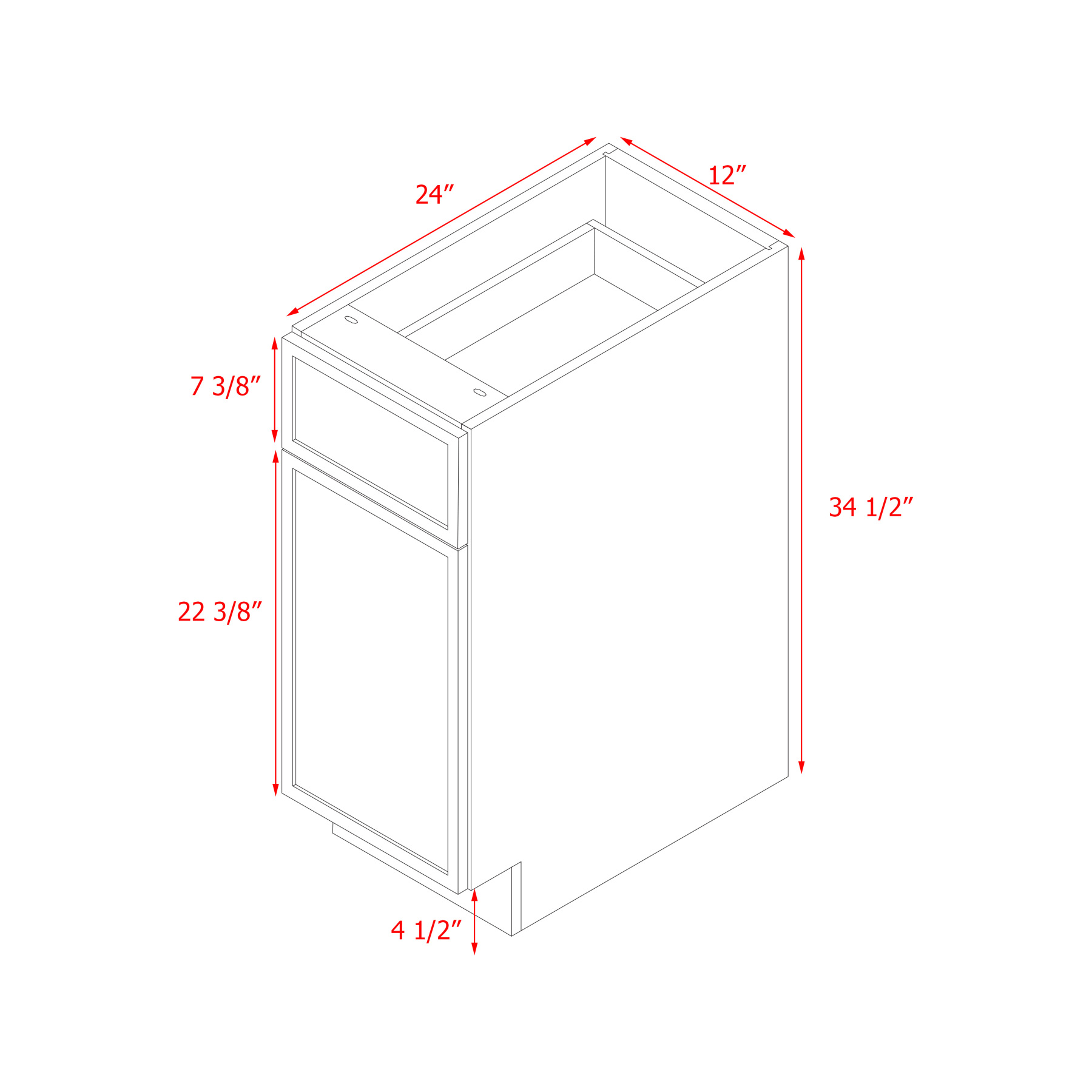 Shady Slim Gray Shaker - 12"W Base Cabinet