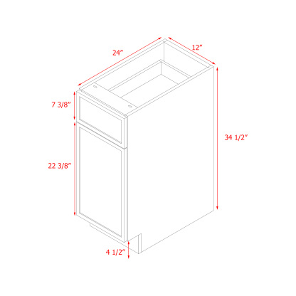 Shady Slim Gray Shaker - 12"W Base Cabinet