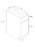 Shady Slim Oak - 12"W Standard Base Cabinet 1-Door 1-Drawer 1-Adjustable Shelf
