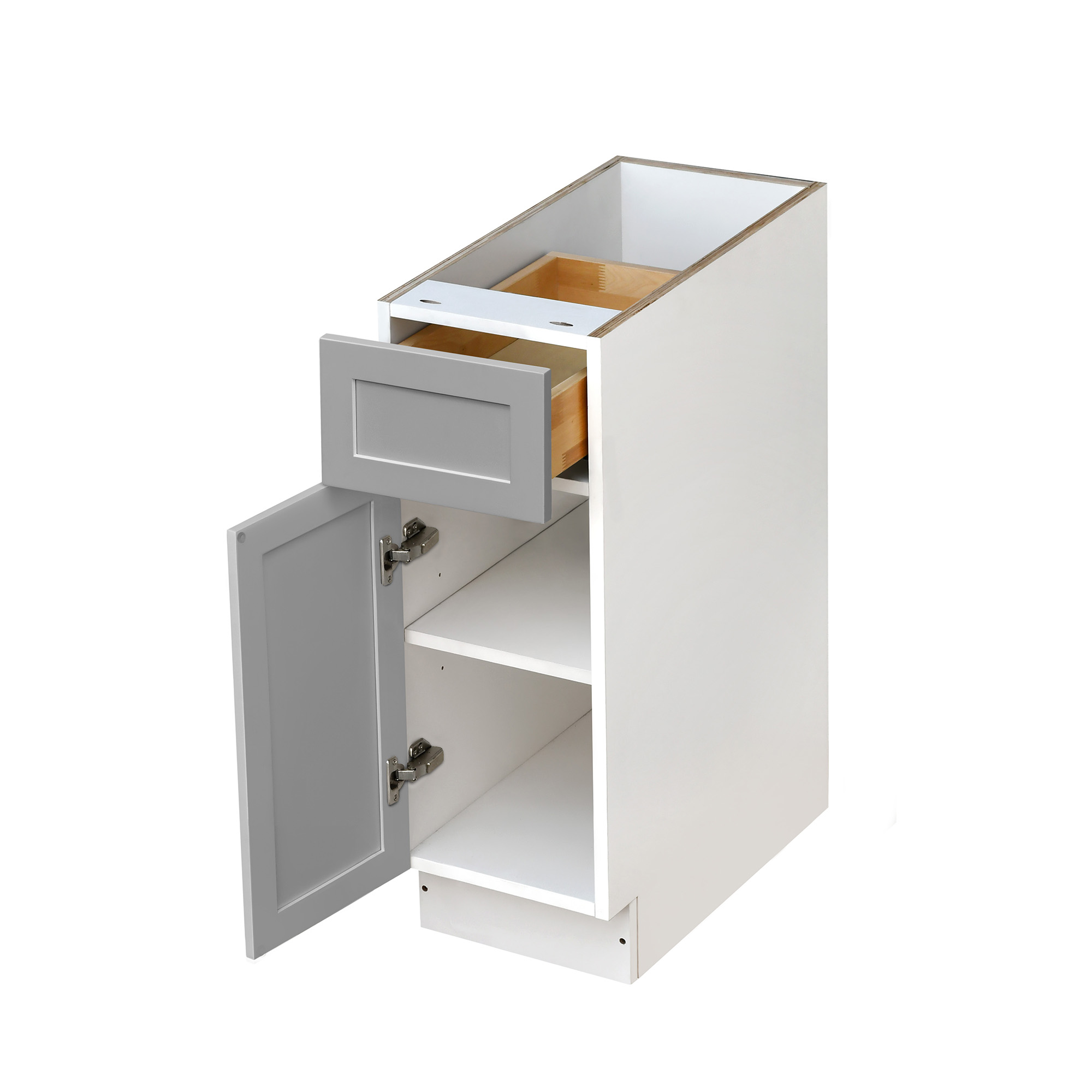 White Box Gray Shaker - 12"W Standard Base Cabinet 1-Door 1-Drawer 1-Adjustable Shelf