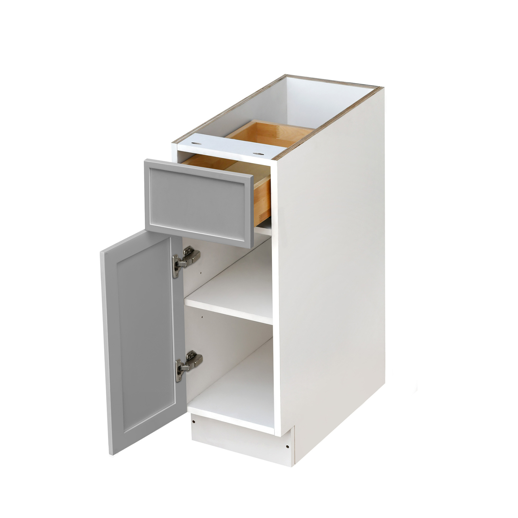 White Box Gray Slim - 12"W Standard Base Cabinet 1-Door 1-Drawer 1-Adjustable Shelf