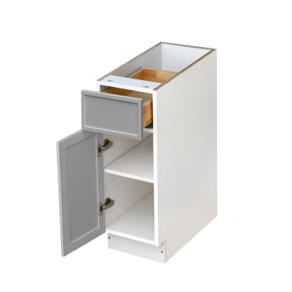 White Box Gray Slim - 12"W Standard Base Cabinet 1-Door 1-Drawer 1-Adjustable Shelf