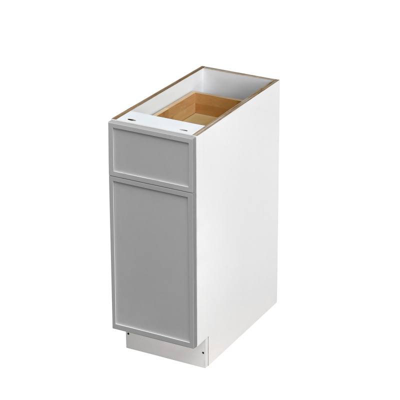 White Box Gray Slim - 12"W Standard Base Cabinet 1-Door 1-Drawer 1-Adjustable Shelf