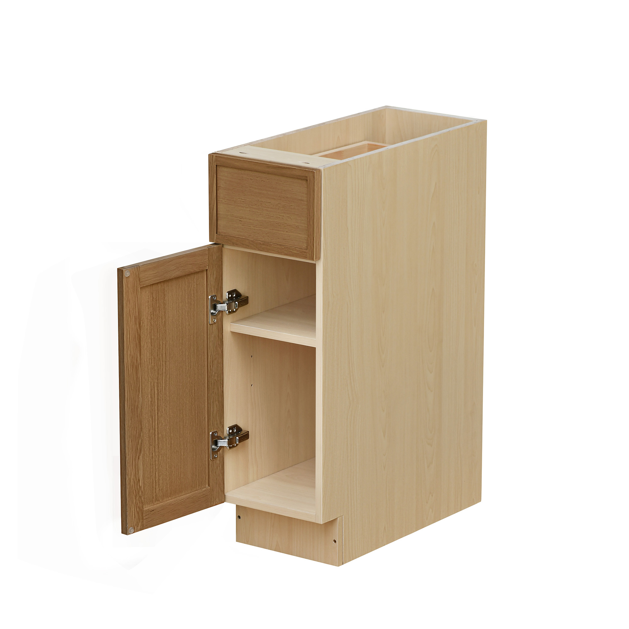 Shady Slim Oak - 12"W Standard Base Cabinet 1-Door 1-Drawer 1-Adjustable Shelf