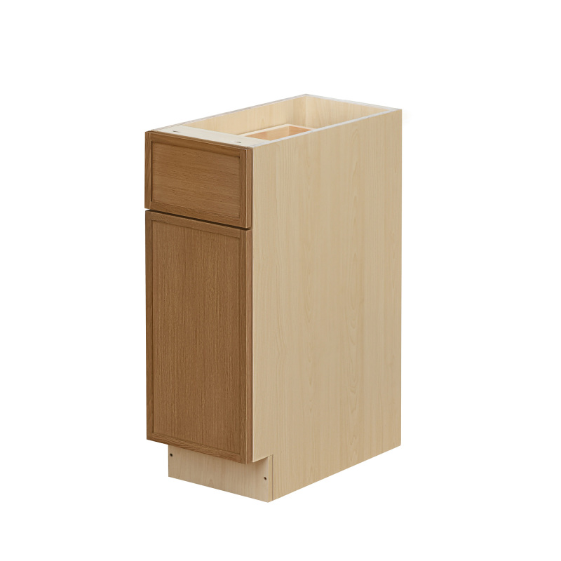 Shady Slim Oak - 12"W Standard Base Cabinet 1-Door 1-Drawer 1-Adjustable Shelf