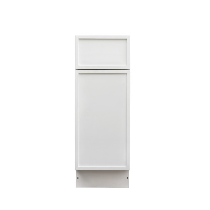Slim White Shaker - 12"W Standard Base Cabinet 1-Door 1-Drawer 1-Adjustable Shelf