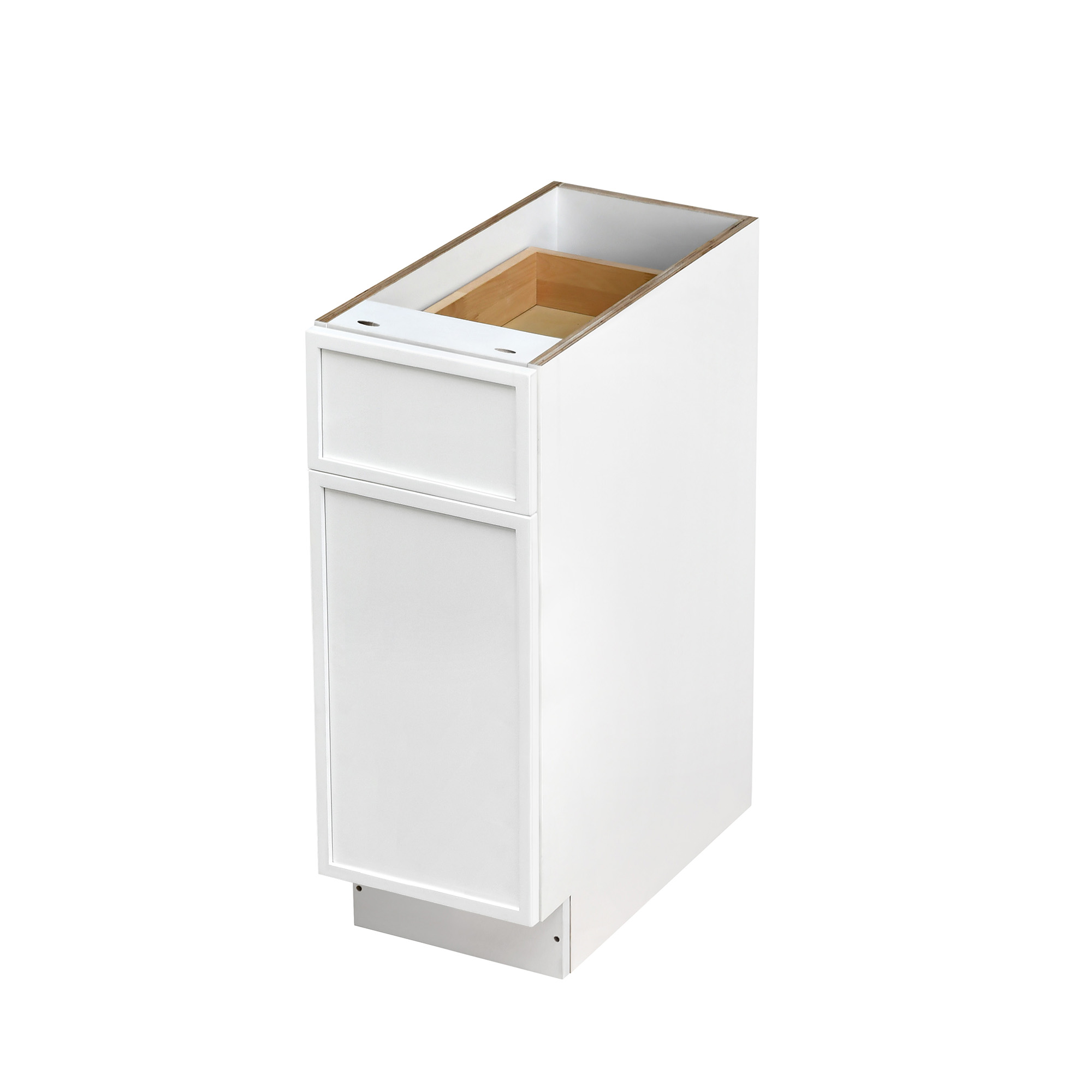 Slim White Shaker - 12"W Standard Base Cabinet 1-Door 1-Drawer 1-Adjustable Shelf