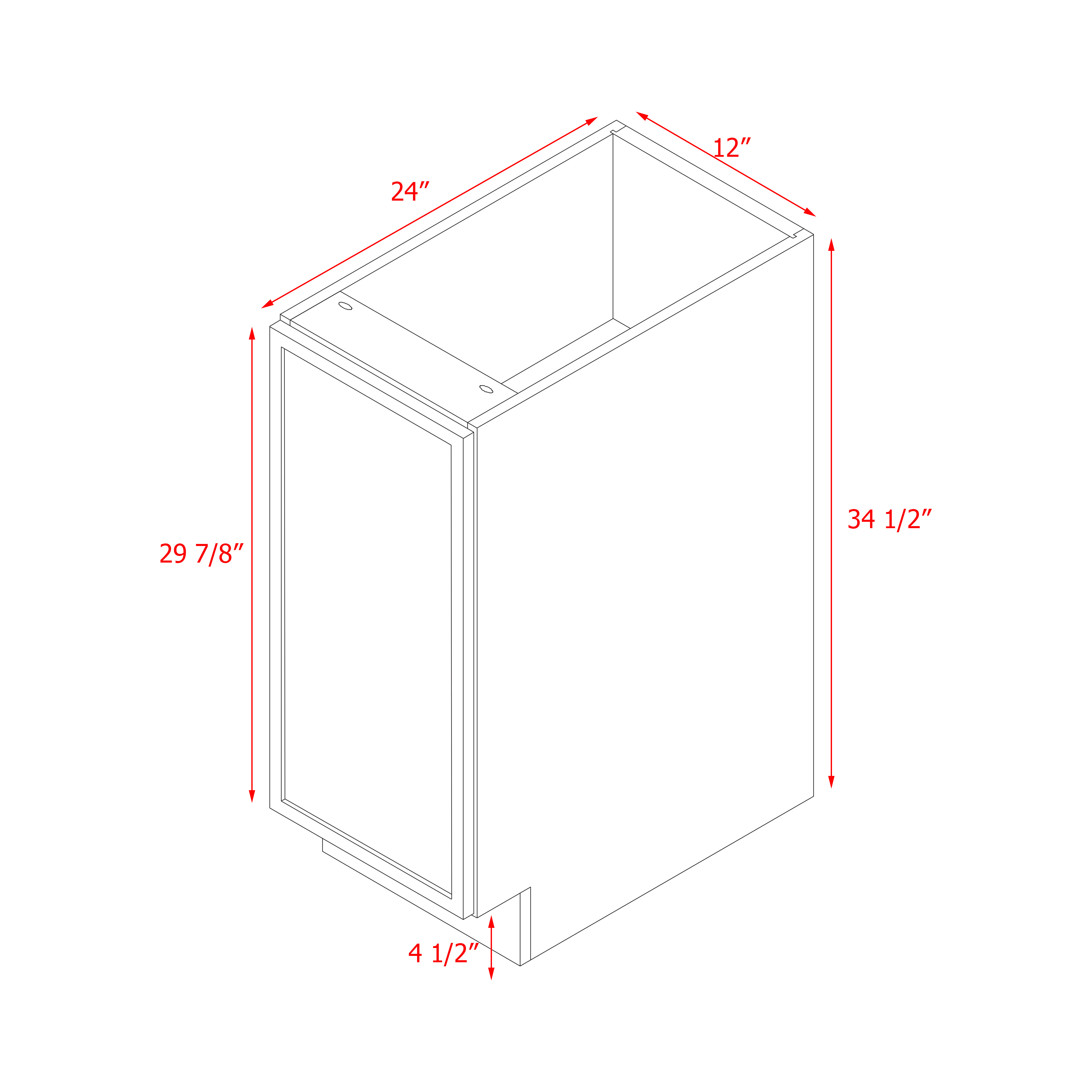 Shady Slim White Shaker - 12"W Base Cabinet