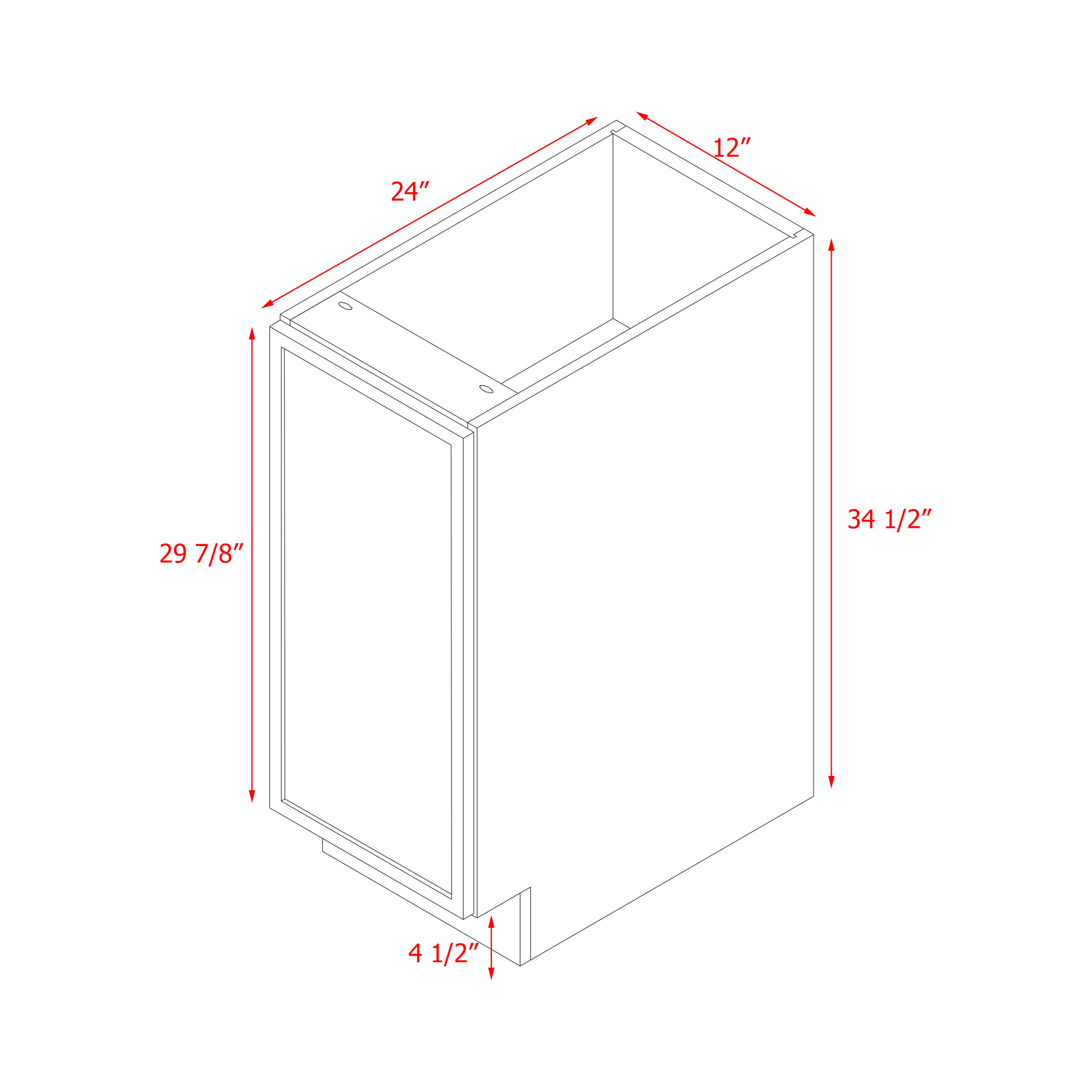 Shady Slim White Shaker - 12"W Base Cabinet