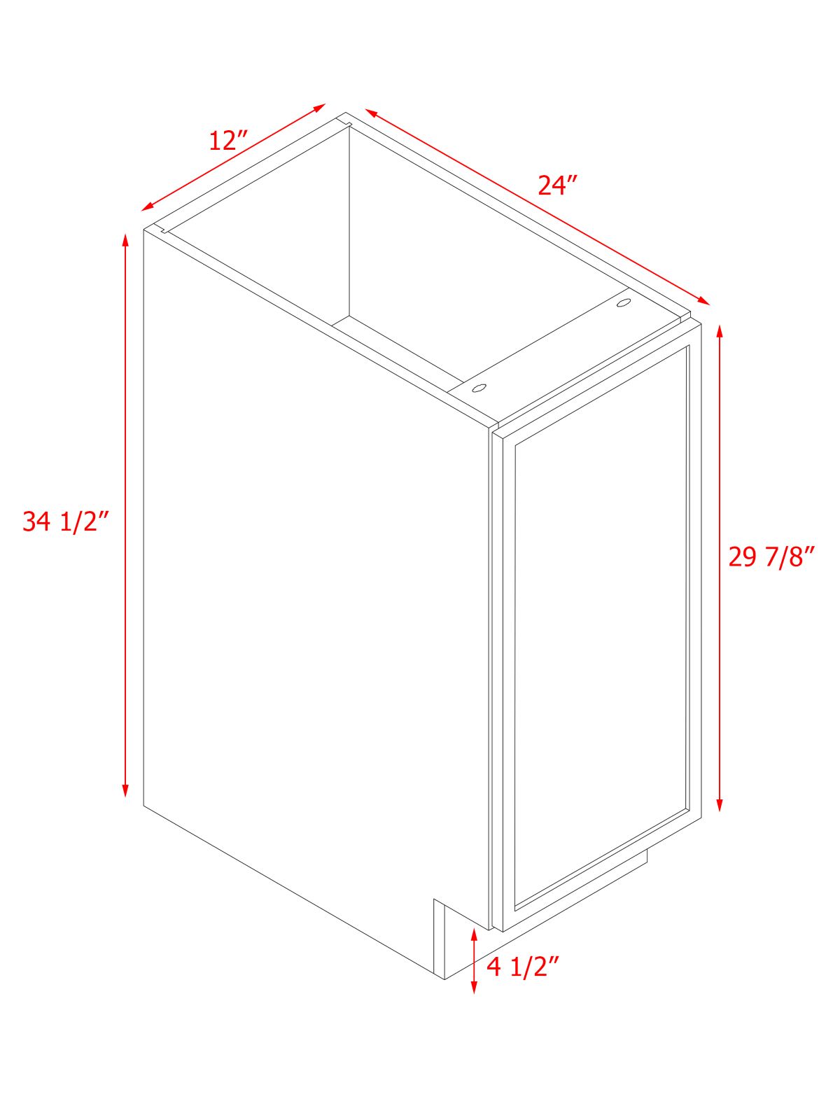 Natural Box Oak Slim - 12"W Standard Base Cabinet 1-Door 1-Adjustable shelf