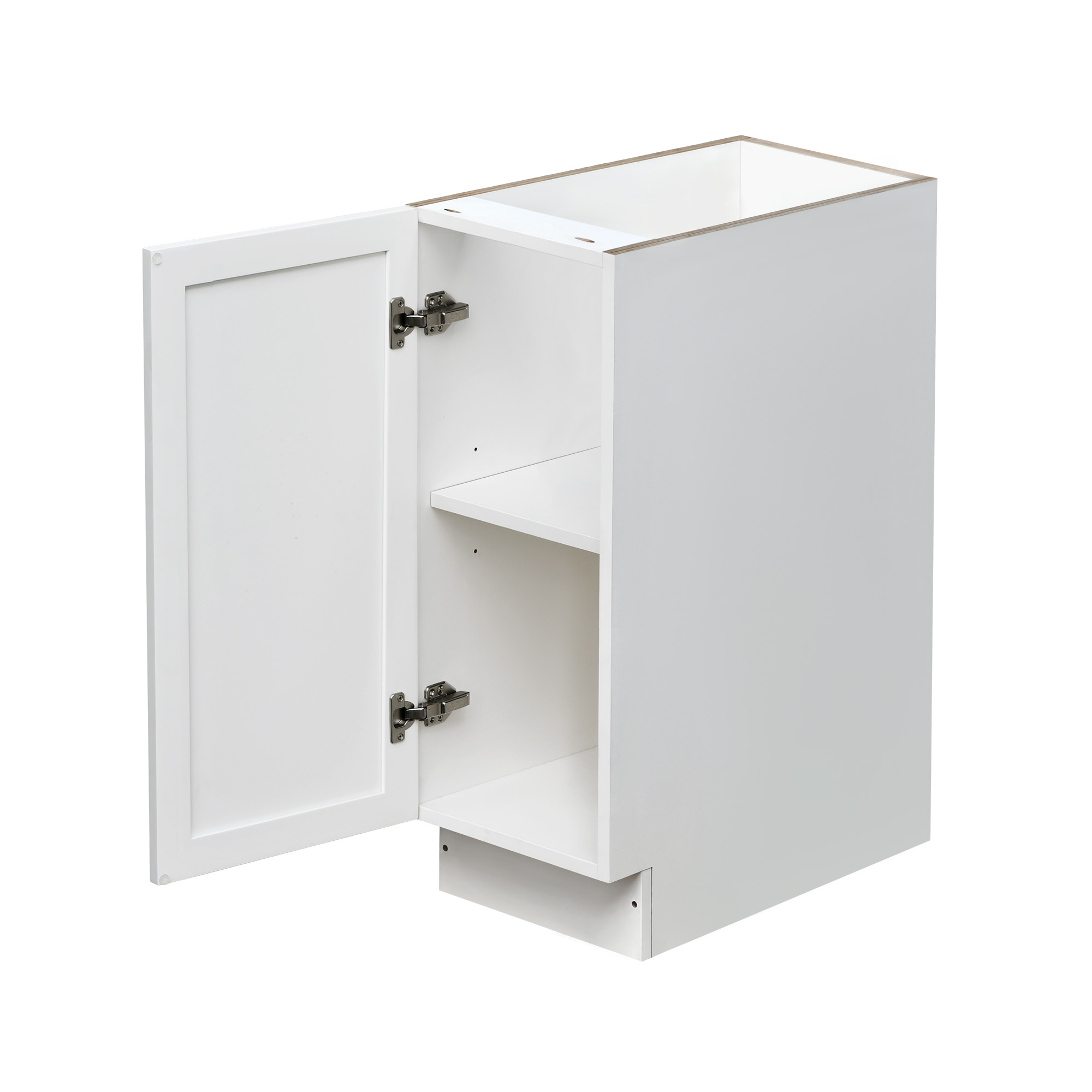 Slim White Shaker - 12"W Standard Base Cabinet 1-Door 1-Adjustable shelf