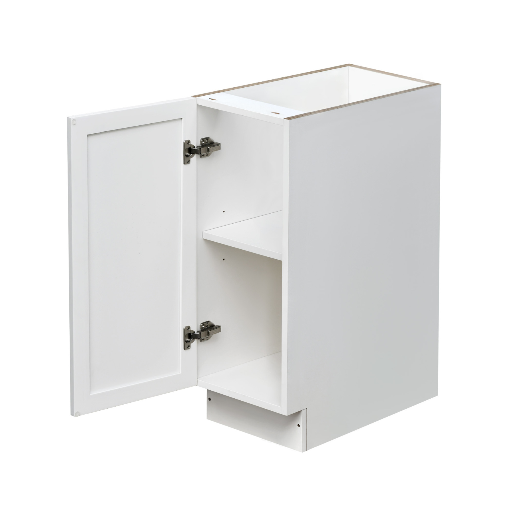 Slim White Shaker - 12"W Standard Base Cabinet 1-Door 1-Adjustable shelf
