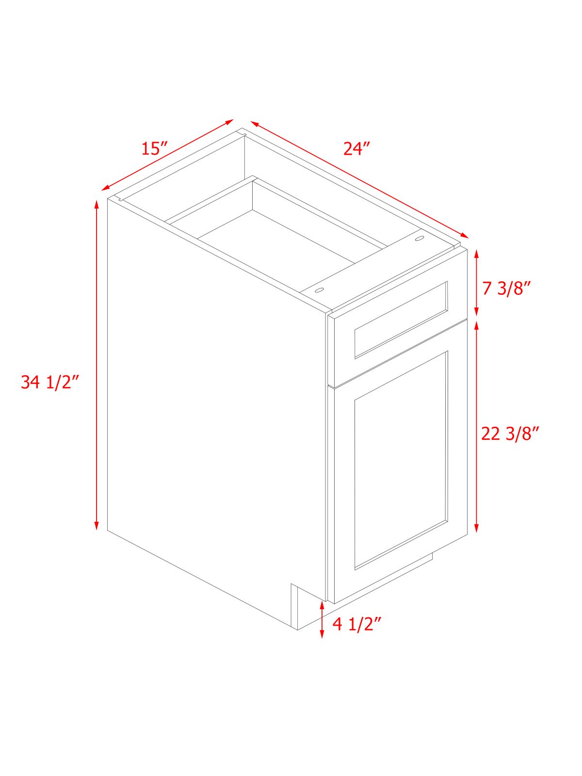 White Shaker Base Cabinet 1-Door 1-Drawer 1-Adjustable Shelf