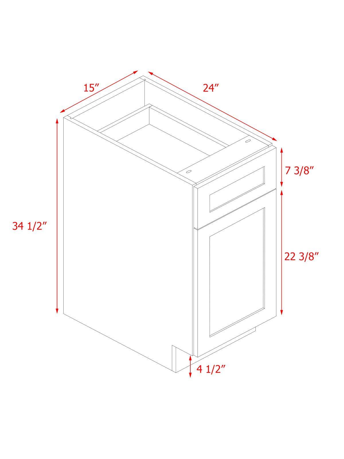 White Shaker Base Cabinet 1-Door 1-Drawer 1-Adjustable Shelf