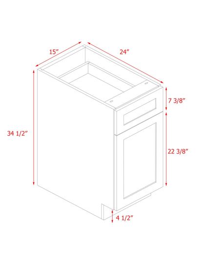 White Shaker Base Cabinet 1-Door 1-Drawer 1-Adjustable Shelf