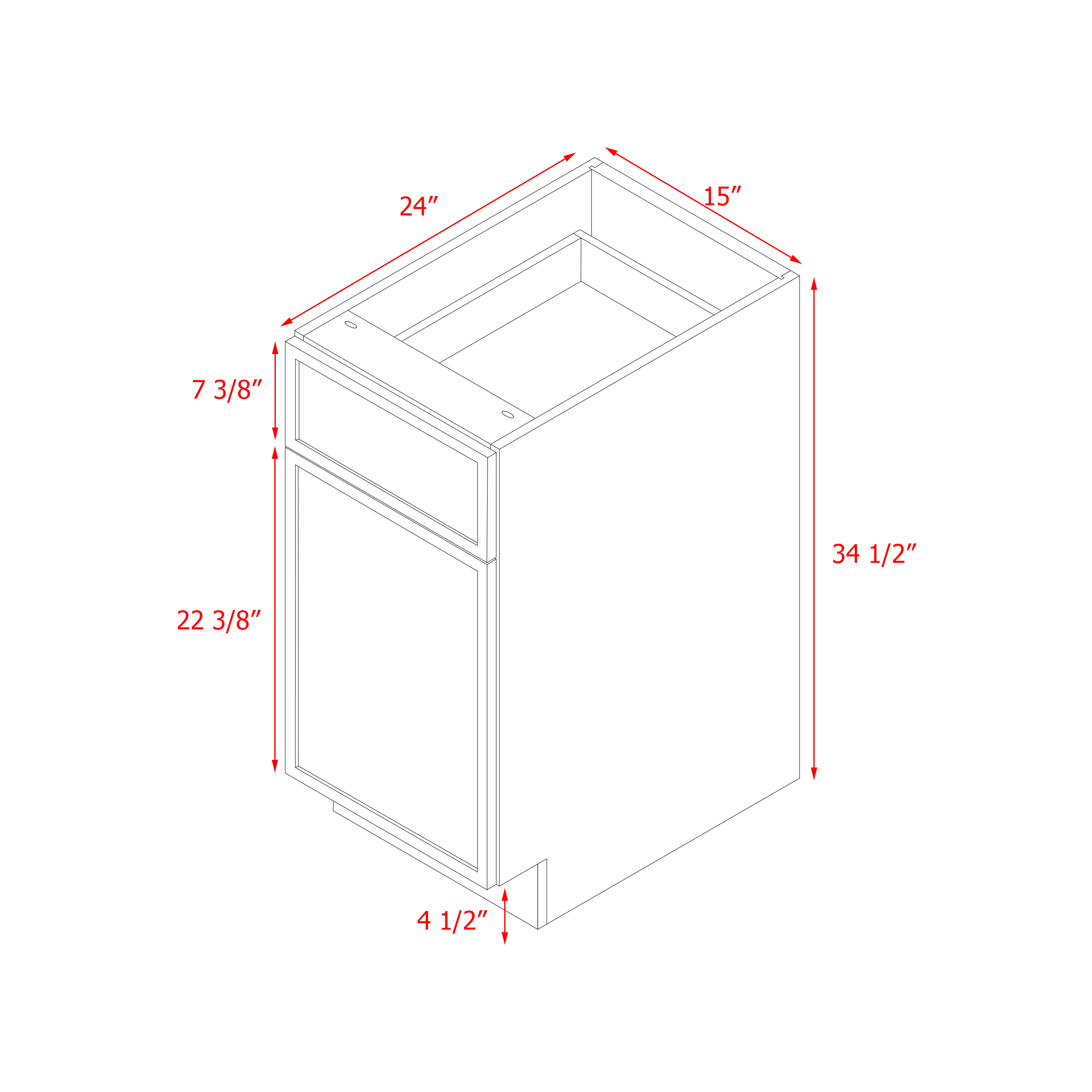 Shady Slim Gray Shaker - 15"W Base Cabinet