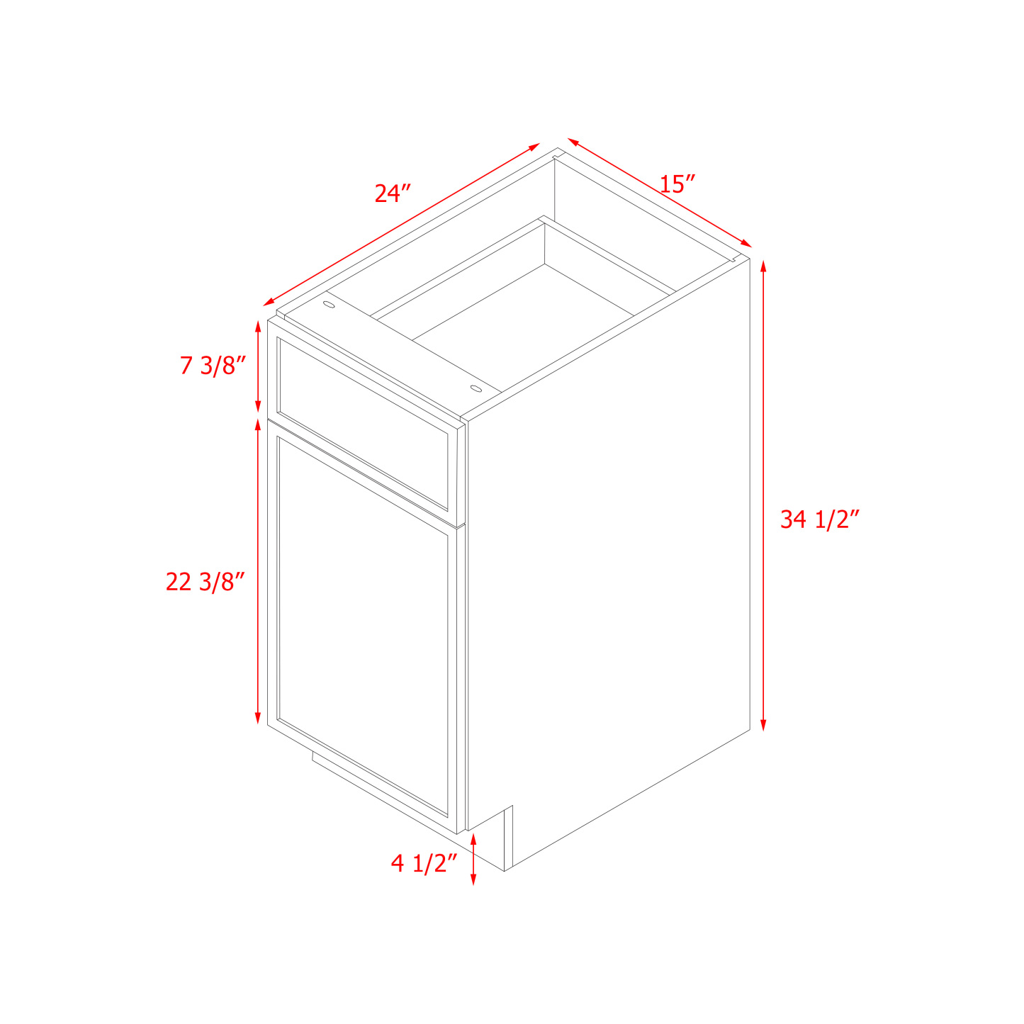 Shady Slim Gray Shaker - 15"W Base Cabinet