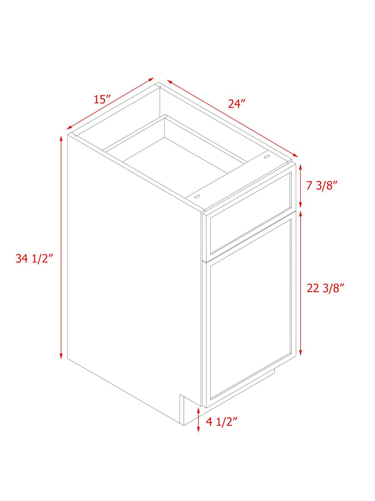 White Shaker Base Cabinet 1-Door 1-Drawer 1-Adjustable Shelf