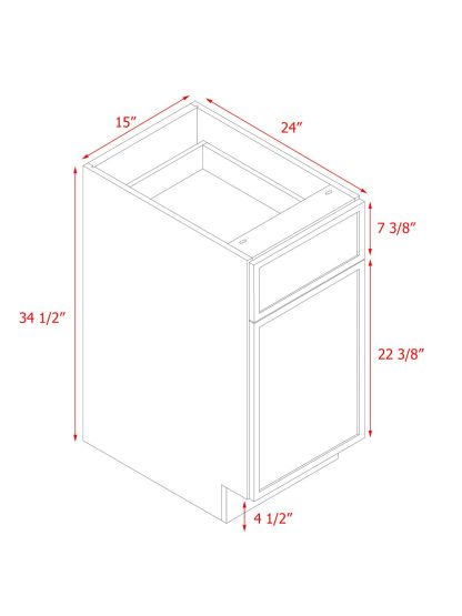 White Shaker Base Cabinet 1-Door 1-Drawer 1-Adjustable Shelf