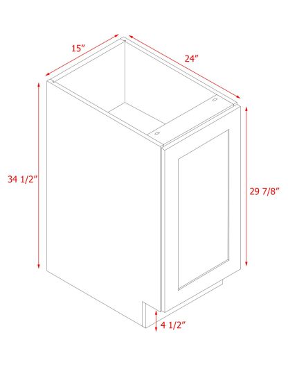 White Box Gray Shaker - 15"W Standard Base Cabinet 1-Door 1-Adjustable shelf