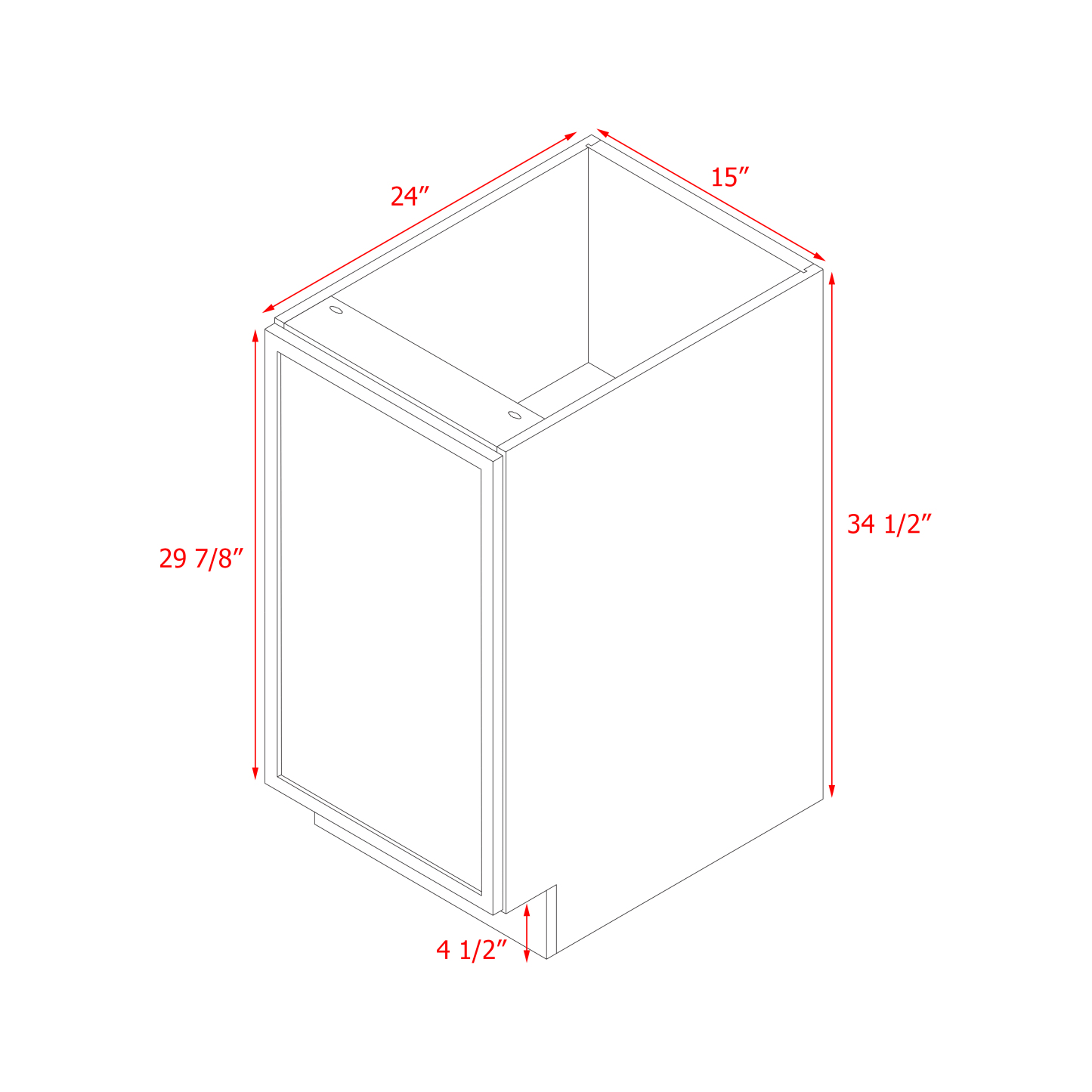 Shady Slim White Shaker - 15"W Base Cabinet