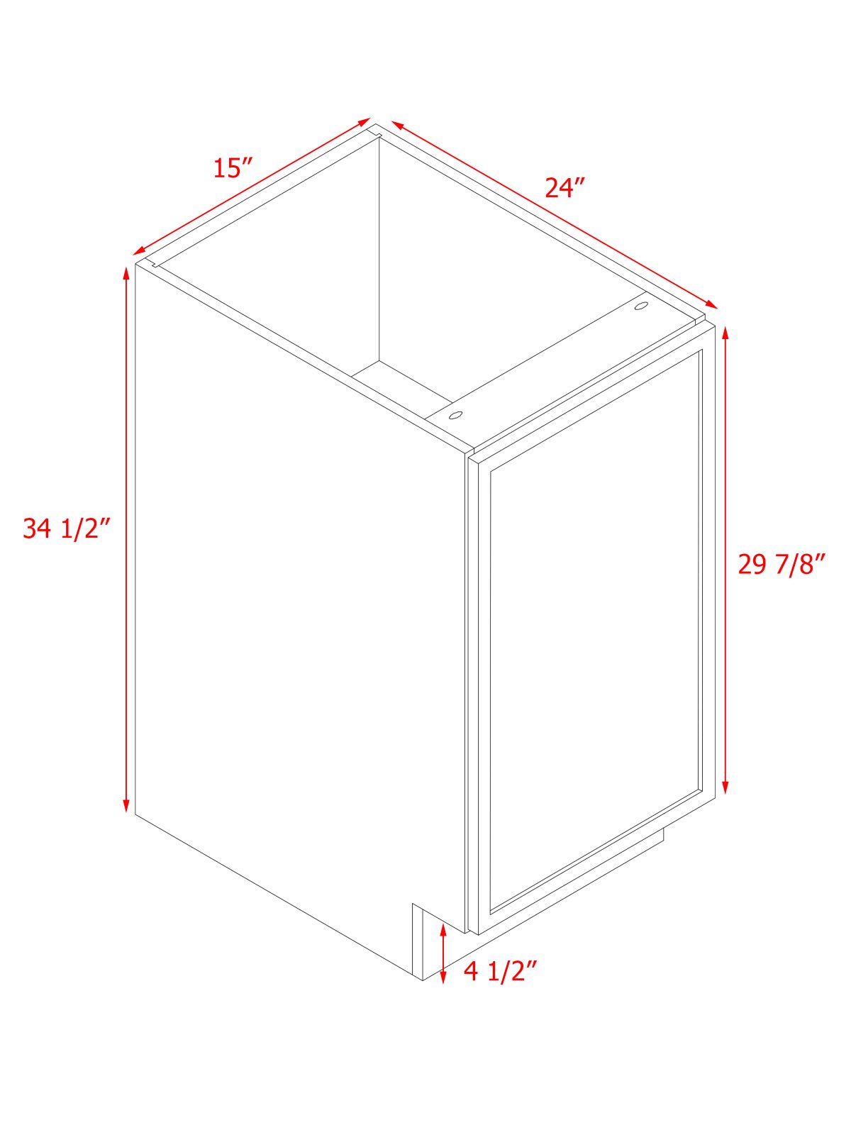 Natural Box Oak Slim - 15"W Standard Base Cabinet 1-Door 1-Adjustable shelf