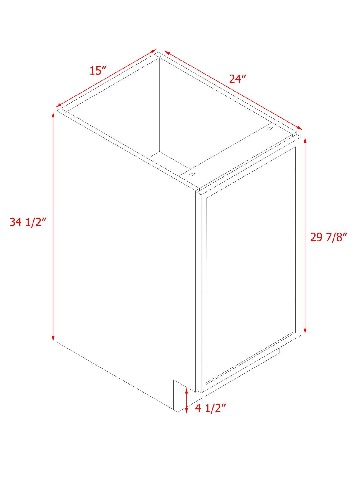 Natural Box Oak Slim - 15"W Standard Base Cabinet 1-Door 1-Adjustable shelf