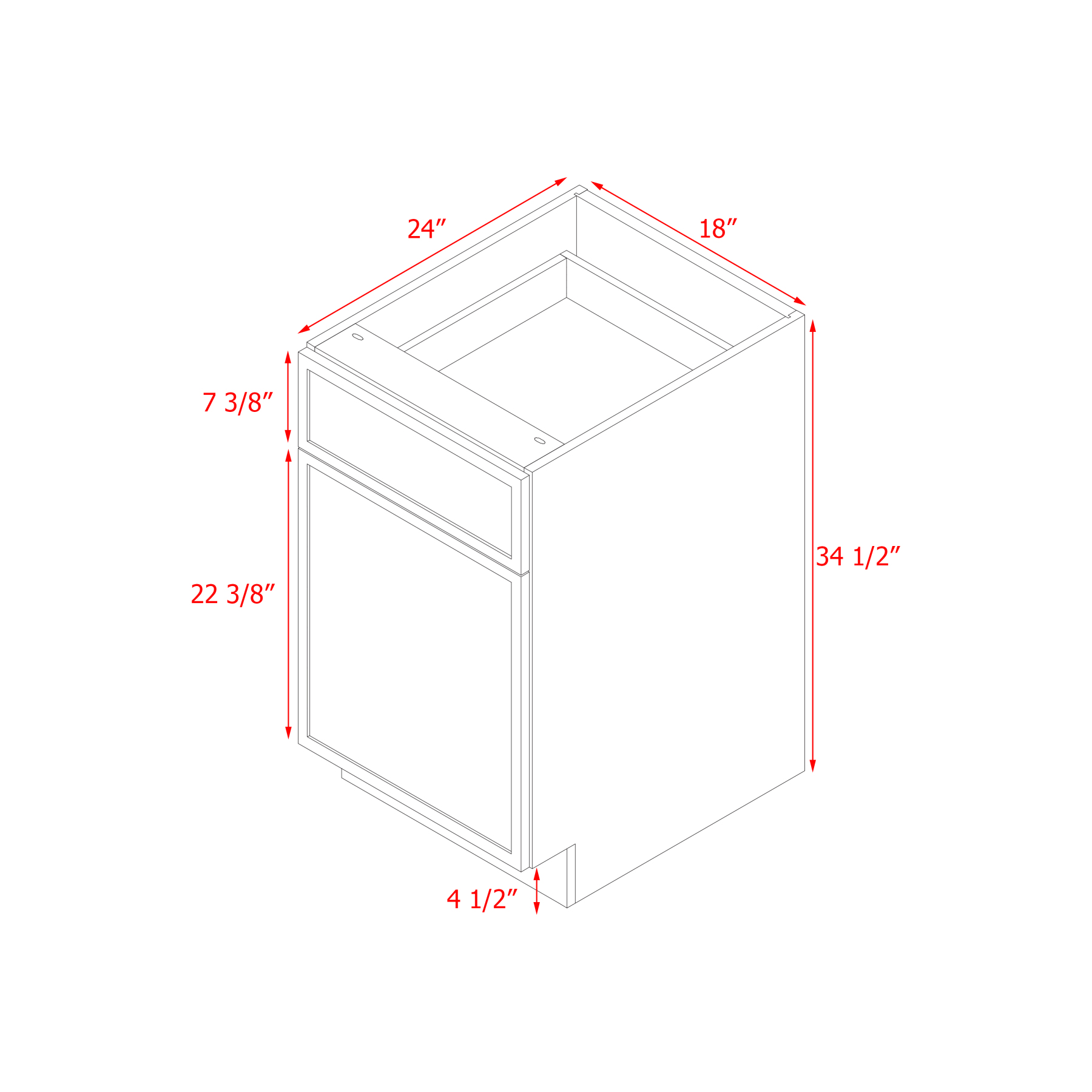 Shady Slim Gray Shaker - 18"W Base Cabinet