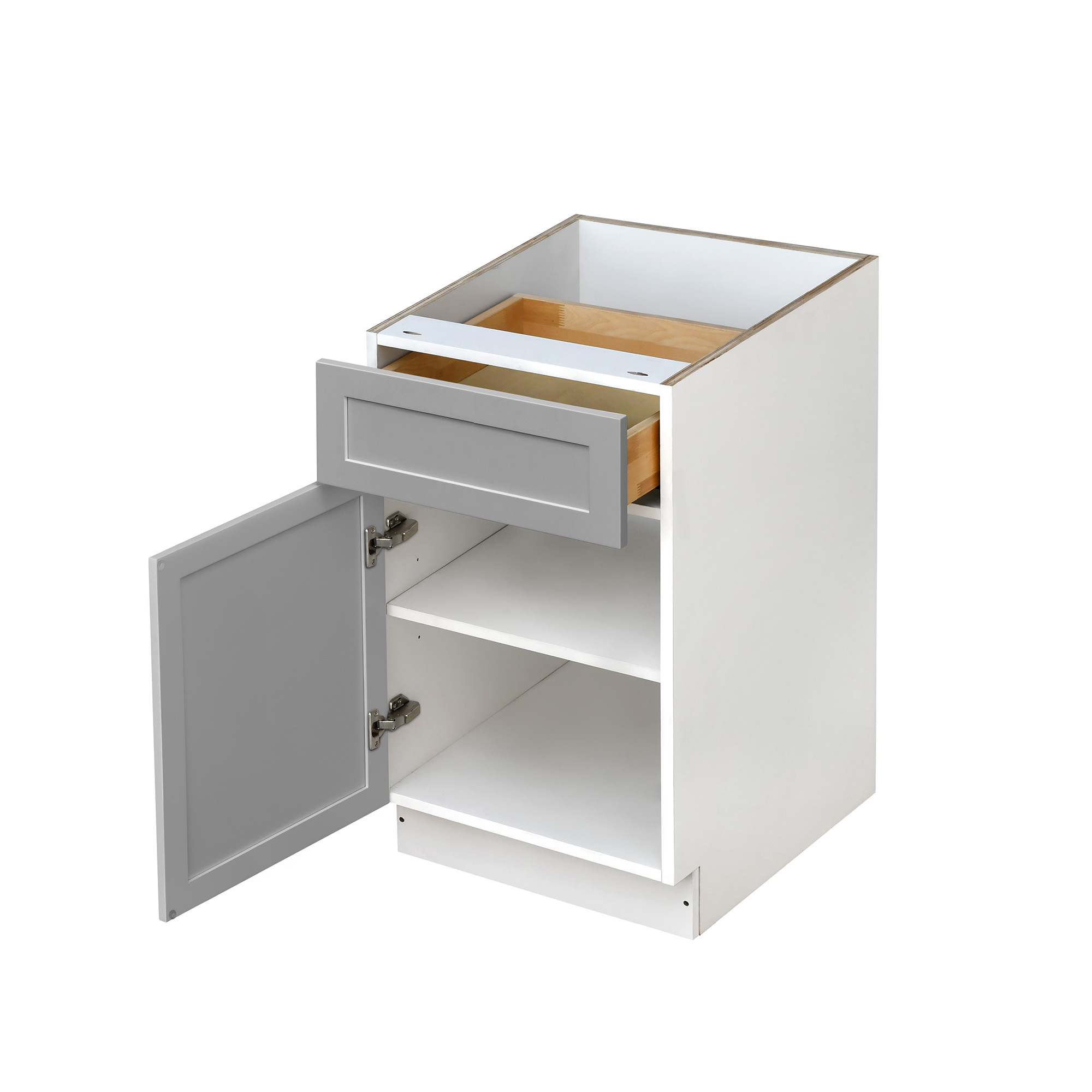 White Box Gray Shaker - 18"W Standard Base Cabinet 1-Door 1-Drawer 1-Adjustable Shelf
