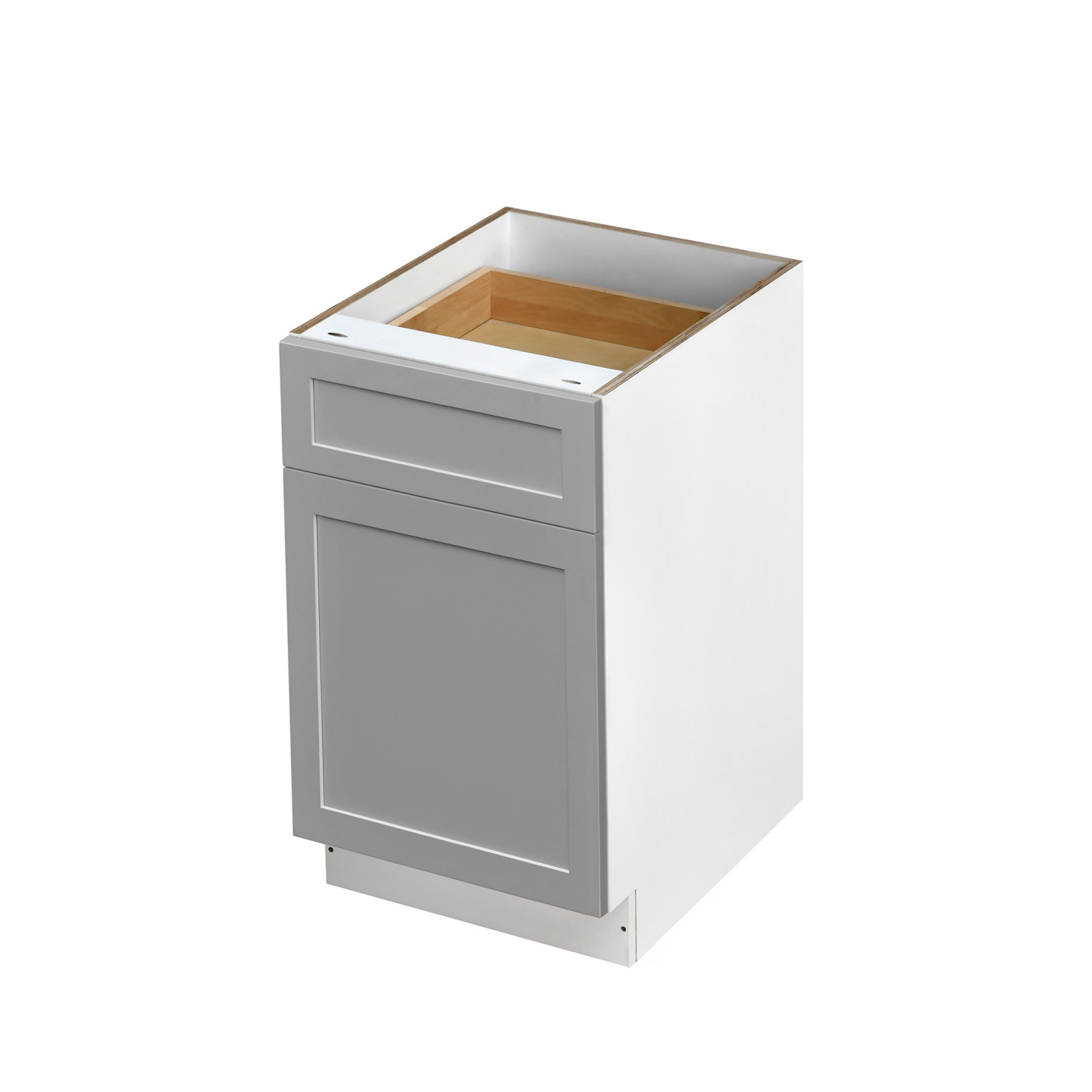 White Box Gray Shaker - 18"W Standard Base Cabinet 1-Door 1-Drawer 1-Adjustable Shelf