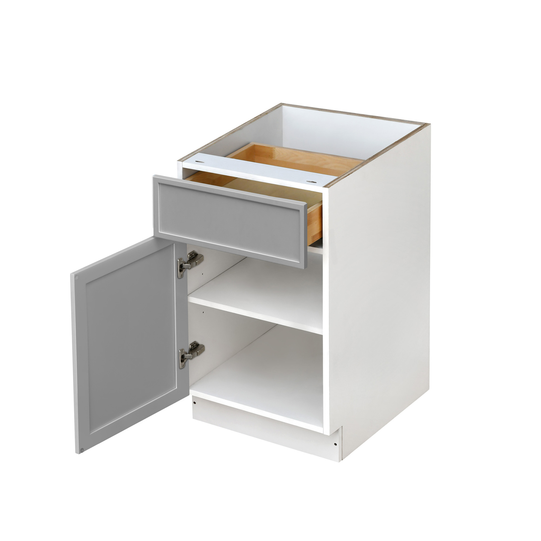 White Box Gray Slim - 18"W Standard Base Cabinet 1-Door 1-Drawer 1-Adjustable Shelf
