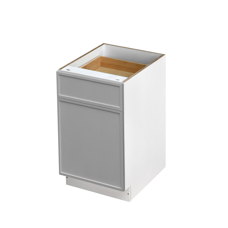 White Box Gray Slim - 18"W Standard Base Cabinet 1-Door 1-Drawer 1-Adjustable Shelf